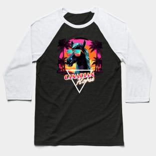 Retro Wave Canadian Horse Vibes Baseball T-Shirt